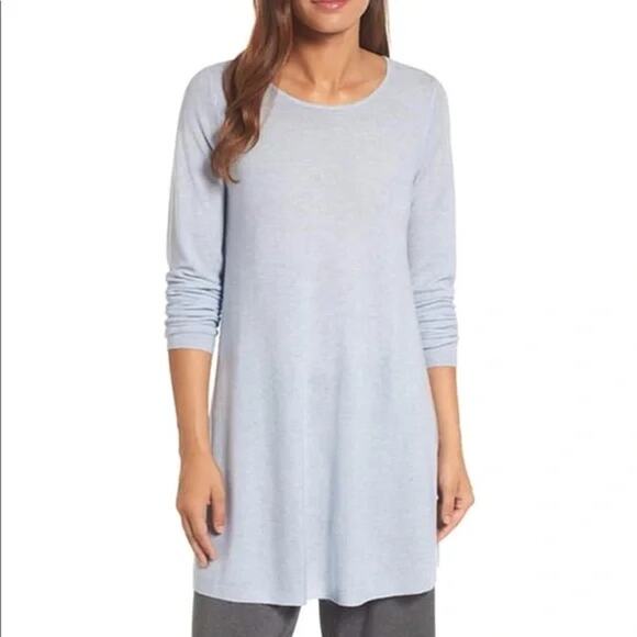 Eileen Fisher System Women Sweater Tunic Pullover Size L Tencel Cotton Silk - Picture 2 of 6